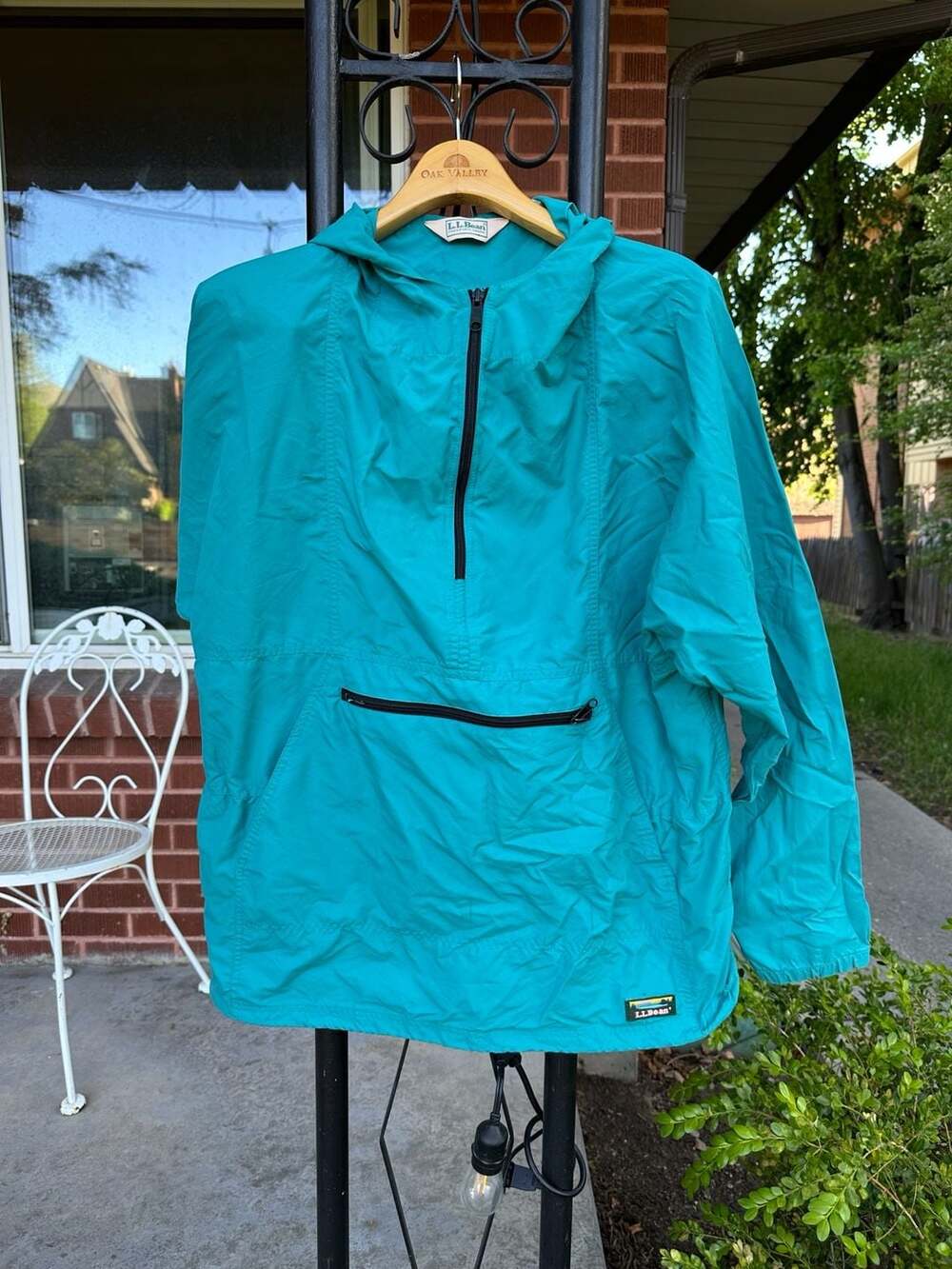 Vintage L.L. Bean Made in USA Anorak Windbreaker Jacket Teal Mens Large